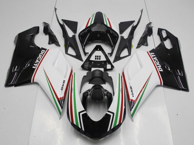 2007-2014 Black Green and White Ducati 848 1098 1198 Motorcycle Fairing Kit UK Factory 2007-2014 Black Green and White Ducati 848 1098 1198 Motorcycle Fairing Kit UK Factory
