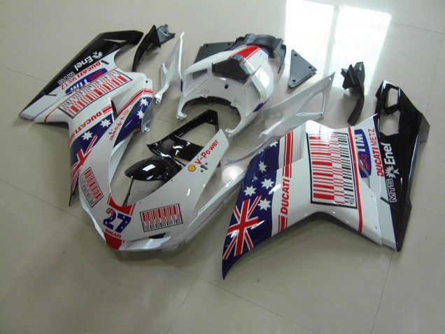 2007-2014 White Blue Red Ducati 848 1098 1198 Bike Fairings UK Factory 2007-2014 White Blue Red Ducati 848 1098 1198 Bike Fairings UK Factory
