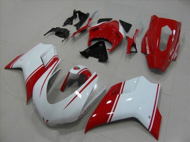 2007-2012 White and Red Racing Version Ducati 848 1098 1198 Motorcycle Fairings MF4045 UK Factory