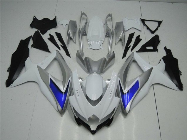 2008-2010 White Silver Blue Suzuki GSXR 600/750 Motorcycle Fairings Kit UK Factory 2008-2010 White Silver Blue Suzuki GSXR 600/750 Motorcycle Fairings Kit UK Factory