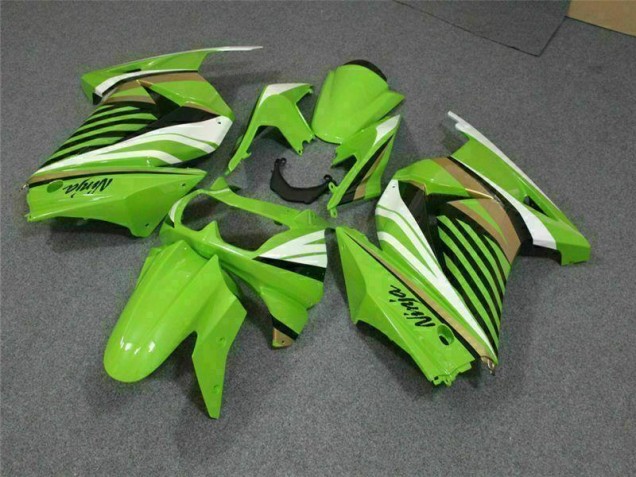 2008-2012 Green White Black Ninja Kawasaki EX250 Replacement Motorcycle Fairings UK Factory 2008-2012 Green White Black Ninja Kawasaki EX250 Replacement Motorcycle Fairings UK Factory