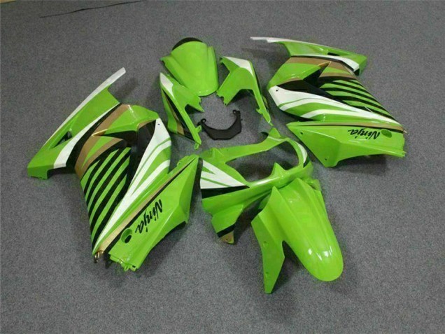 2008-2012 Green White Black Ninja Kawasaki EX250 Replacement Motorcycle Fairings UK Factory 2008-2012 Green White Black Ninja Kawasaki EX250 Replacement Motorcycle Fairings UK Factory