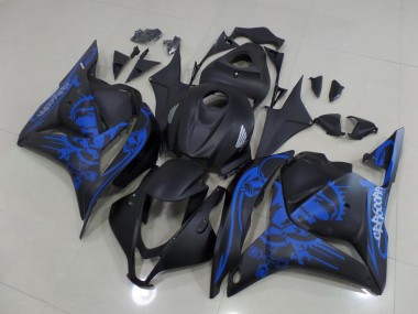 2009-2012 Matte Black Blue Skull Honda CBR600RR Motorcycle Fairings Kit UK Factory
