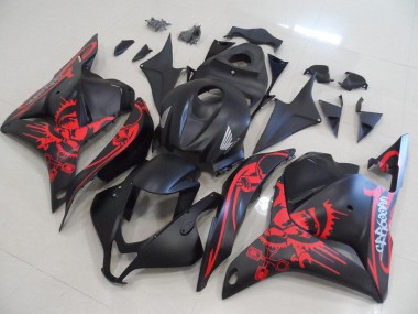 2009-2012 Matte Black with Red Skull Honda CBR600RR Motorcycle Fairings Kits UK Factory