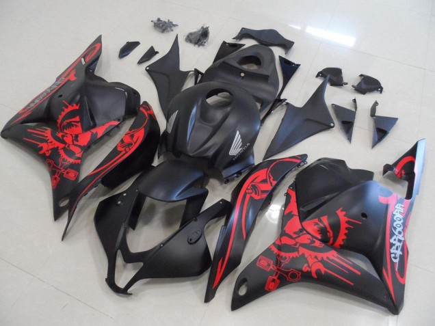 2009-2012 Matte Black with Red Skull Honda CBR600RR Motorcycle Fairings Kits UK Factory 2009-2012 Matte Black with Red Skull Honda CBR600RR Motorcycle Fairings Kits UK Factory