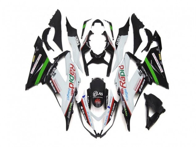 2013-2018 White Black Kawasaki ZX6R Replacement Motorcycle Fairings UK Factory 2013-2018 White Black Kawasaki ZX6R Replacement Motorcycle Fairings UK Factory