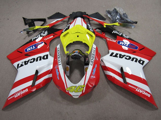 2007-2014 Red White Generali 46 Ducati 1098 848 Motorcycle Fairings UK Factory 2007-2014 Red White Generali 46 Ducati 1098 848 Motorcycle Fairings UK Factory