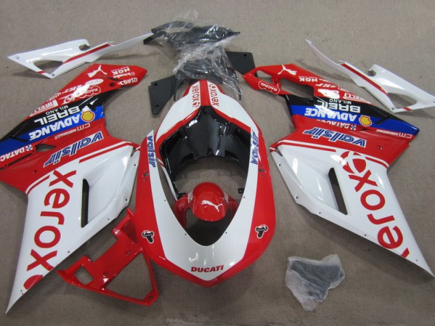 2007-2014 White Red Xerox Ducati 1098 Motorcycle Replacement Fairings UK Factory 2007-2014 White Red Xerox Ducati 1098 Motorcycle Replacement Fairings UK Factory