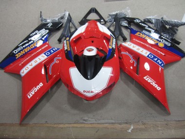 2007-2014 Red White Info Strada Ducati 1098 Motorcyle Fairings UK Factory