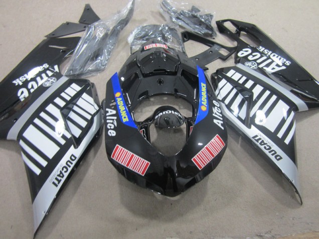 2007-2014 Black White Advance Alice Ducati 1098 Replacement Fairings UK Factory 2007-2014 Black White Advance Alice Ducati 1098 Replacement Fairings UK Factory
