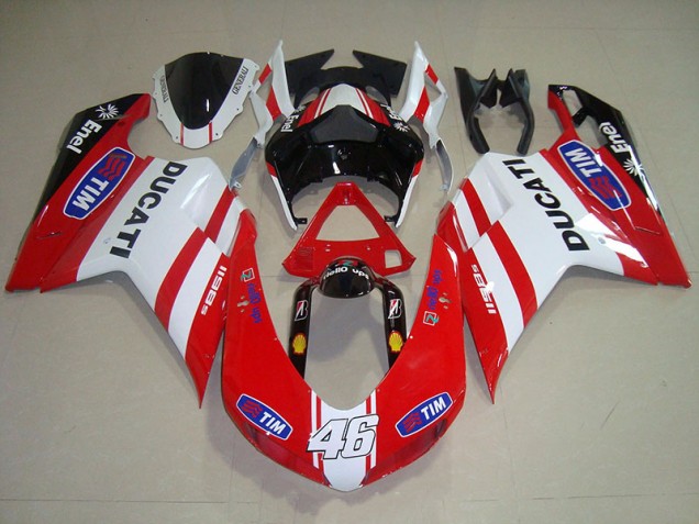 2007-2014 Red White Tim 46 Ducati 1098 Motorcycle Fairing Kit UK Factory 2007-2014 Red White Tim 46 Ducati 1098 Motorcycle Fairing Kit UK Factory