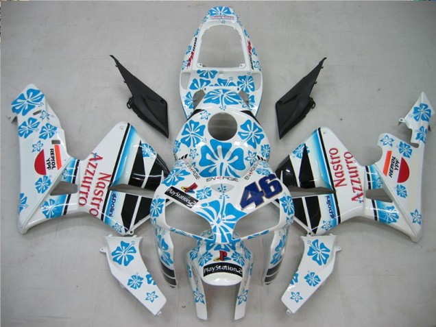 2005-2006 White Blue Nastro Azzurro 46 Honda CBR600RR Motorcycle Fairing Kit UK Factory 2005-2006 White Blue Nastro Azzurro 46 Honda CBR600RR Motorcycle Fairing Kit UK Factory