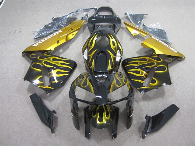 2005-2006 Black Yellow Flame Honda CBR600RR Motorcycle Fairing Kits UK Factory 2005-2006 Black Yellow Flame Honda CBR600RR Motorcycle Fairing Kits UK Factory