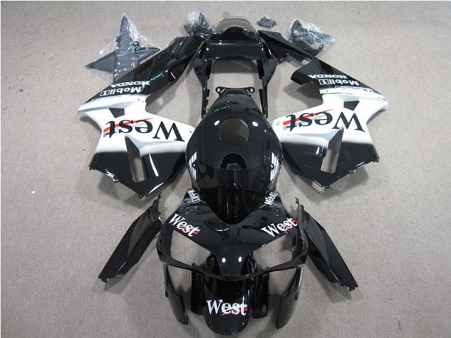 2005-2006 Black White West Honda CBR600RR Bike Fairing UK Factory 2005-2006 Black White West Honda CBR600RR Bike Fairing UK Factory