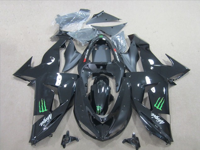 2006-2007 Black Green Monster Ninja Kawasaki ZX10R Motorcycle Fairings Kit UK Factory 2006-2007 Black Green Monster Ninja Kawasaki ZX10R Motorcycle Fairings Kit UK Factory