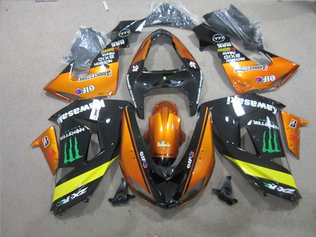 2006-2007 Black Orange Monster Kawasaki ZX10R Motorcycle Fairing Kits UK Factory 2006-2007 Black Orange Monster Kawasaki ZX10R Motorcycle Fairing Kits UK Factory