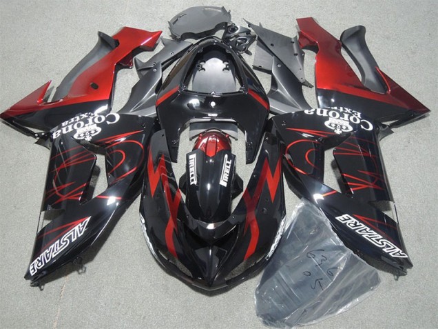 2006-2007 Black Red Corona Extra Kawasaki ZX10R Motorcycle Bodywork UK Factory 2006-2007 Black Red Corona Extra Kawasaki ZX10R Motorcycle Bodywork UK Factory