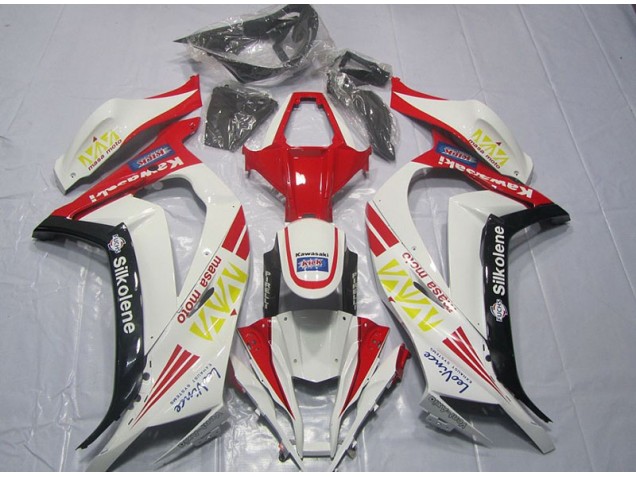 2011-2015 White Red Silkolene Kawasaki ZX10R Motorcycle Fairings Kit UK Factory 2011-2015 White Red Silkolene Kawasaki ZX10R Motorcycle Fairings Kit UK Factory