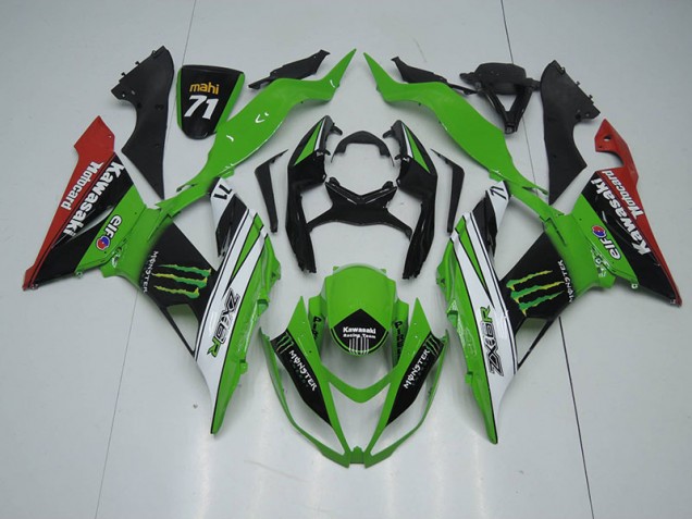 2013-2018 Black Green White Monster Kawasaki ZX6R Bike Fairings UK Factory 2013-2018 Black Green White Monster Kawasaki ZX6R Bike Fairings UK Factory