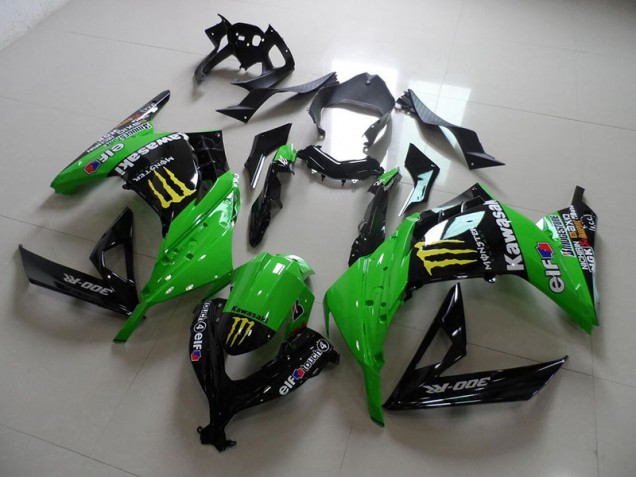 2013-2016 Black Green Monster Kawasaki ZX300R Motorcycle Fairings Kits UK Factory 2013-2016 Black Green Monster Kawasaki ZX300R Motorcycle Fairings Kits UK Factory