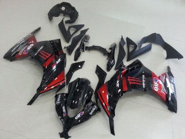 2013-2016 Black Red Monster Kawasaki ZX300R Motorcylce Fairings UK Factory