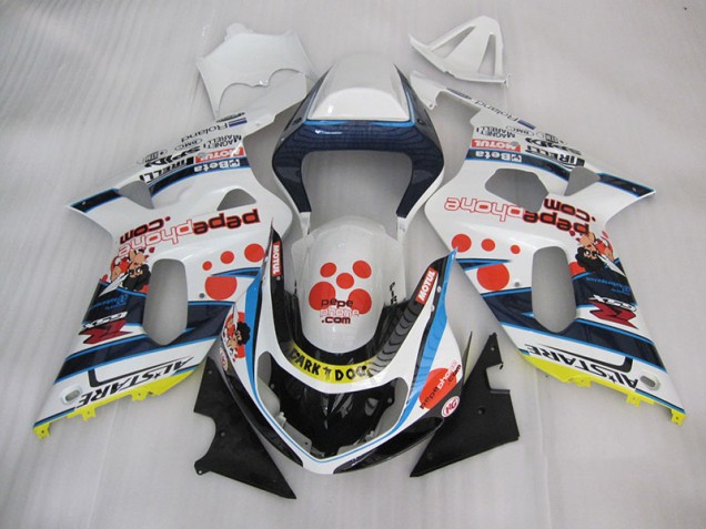 2001-2003 White Blue Dark Dog Suzuki GSXR600 Bike Fairings UK Factory 2001-2003 White Blue Dark Dog Suzuki GSXR600 Bike Fairings UK Factory
