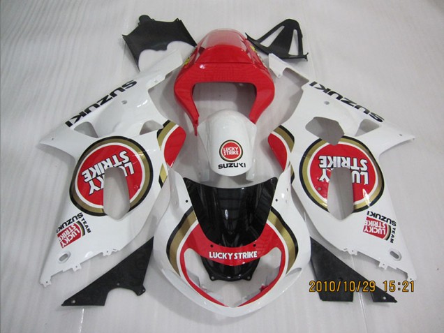 2001-2003 Red White Lucky Strike Suzuki GSXR600 Bike Fairing UK Factory 2001-2003 Red White Lucky Strike Suzuki GSXR600 Bike Fairing UK Factory