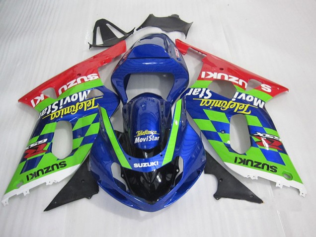 2001-2003 Blue Green Red Telefumia Movistar Suzuki GSXR600 Motorbike Fairing UK Factory 2001-2003 Blue Green Red Telefumia Movistar Suzuki GSXR600 Motorbike Fairing UK Factory