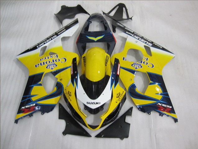2004-2005 Yellow Blue Corona Extra Suzuki GSXR600 Bike Fairing UK Factory 2004-2005 Yellow Blue Corona Extra Suzuki GSXR600 Bike Fairing UK Factory