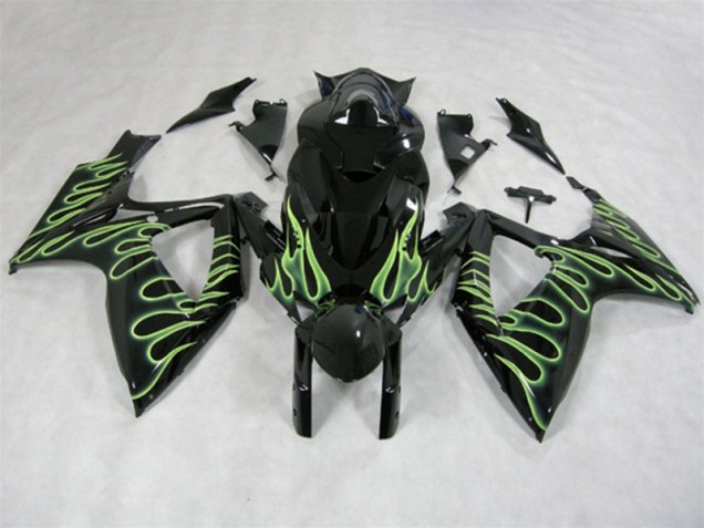 2006-2007 Black Green Flame Suzuki GSXR600 Motorcycle Fairings UK Factory 2006-2007 Black Green Flame Suzuki GSXR600 Motorcycle Fairings UK Factory