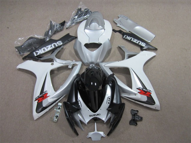 2006-2007 Black White Suzuki GSXR600 Motorcycle Fairing Kit UK Factory 2006-2007 Black White Suzuki GSXR600 Motorcycle Fairing Kit UK Factory