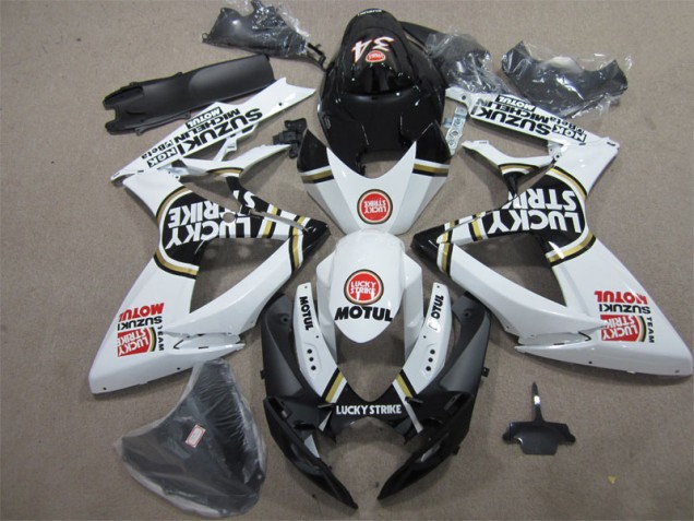 2006-2007 Black White Lucky Strike Motul Suzuki GSXR600 Bike Fairing UK Factory 2006-2007 Black White Lucky Strike Motul Suzuki GSXR600 Bike Fairing UK Factory