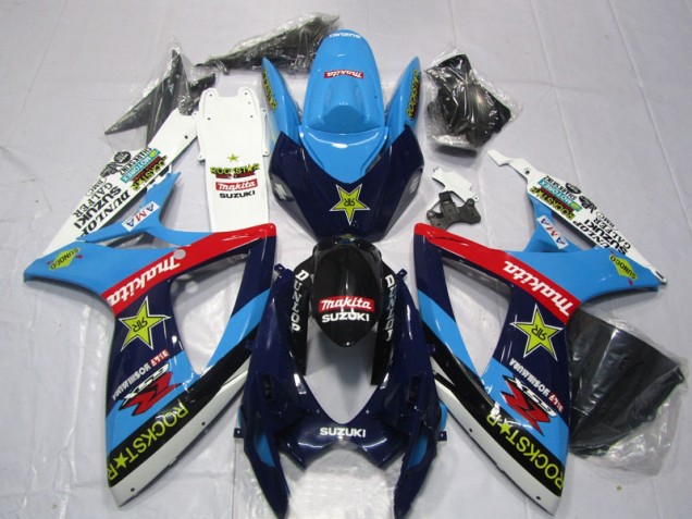 2006-2007 Blue White Rockstar Makita Suzuki GSXR600 Motor Bike Fairings UK Factory 2006-2007 Blue White Rockstar Makita Suzuki GSXR600 Motor Bike Fairings UK Factory