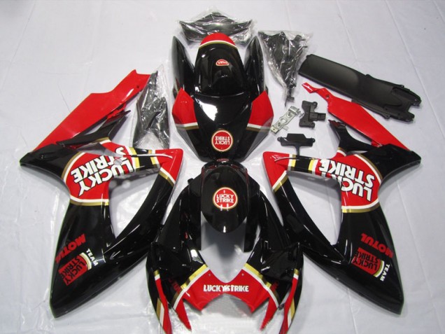2006-2007 Black Red Lucky Strike Motul Suzuki GSXR600 Bike Fairing Kit UK Factory 2006-2007 Black Red Lucky Strike Motul Suzuki GSXR600 Bike Fairing Kit UK Factory