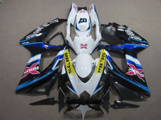 2008-2010 White Dark Dog 07 Suzuki GSXR600 Motorcycle Replacement Fairings UK Factory 2008-2010 White Dark Dog 07 Suzuki GSXR600 Motorcycle Replacement Fairings UK Factory