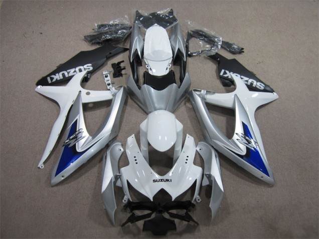 2008-2010 Silver Blue White Suzuki GSXR600 Motorcycle Fairings Kit UK Factory 2008-2010 Silver Blue White Suzuki GSXR600 Motorcycle Fairings Kit UK Factory