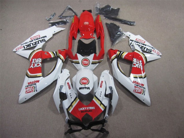 2008-2010 White Lucky Strike Red Motul Suzuki GSXR600 Motorbike Fairing UK Factory 2008-2010 White Lucky Strike Red Motul Suzuki GSXR600 Motorbike Fairing UK Factory