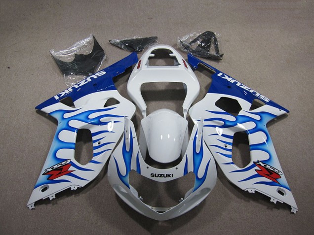 2001-2003 White Blue Flame Suzuki GSXR750 Motorbike Fairings UK Factory 2001-2003 White Blue Flame Suzuki GSXR750 Motorbike Fairings UK Factory