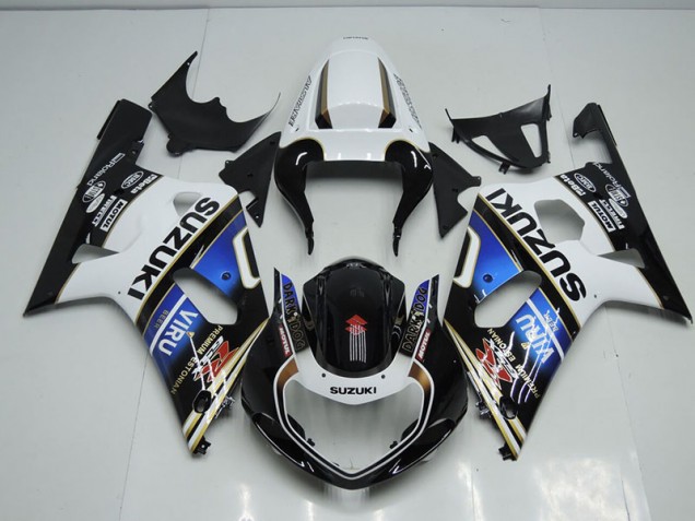 2001-2003 Black White Blue Viru Suzuki GSXR750 Bike Fairings UK Factory 2001-2003 Black White Blue Viru Suzuki GSXR750 Bike Fairings UK Factory