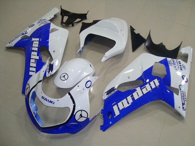 2001-2003 Blue White Jordan Suzuki GSXR750 Motorcycle Bodywork UK Factory 2001-2003 Blue White Jordan Suzuki GSXR750 Motorcycle Bodywork UK Factory