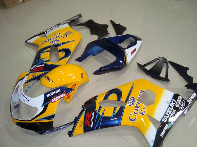 2001-2003 Yellow Blue Corona Extra Motul Suzuki GSXR750 Motorcycle Fairings Kits UK Factory 2001-2003 Yellow Blue Corona Extra Motul Suzuki GSXR750 Motorcycle Fairings Kits UK Factory