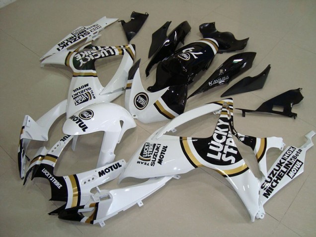 2006-2007 White Lucky Strike Black Motul Suzuki GSXR750 Motorcycle Fairings Kit UK Factory 2006-2007 White Lucky Strike Black Motul Suzuki GSXR750 Motorcycle Fairings Kit UK Factory