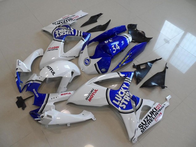 2006-2007 Blue White Lucky Strike Motul 34 Suzuki GSXR750 Motorcycle Fairing Kit UK Factory 2006-2007 Blue White Lucky Strike Motul 34 Suzuki GSXR750 Motorcycle Fairing Kit UK Factory