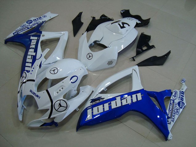 2006-2007 Blue White Jordan Suzuki GSXR750 Motorcycle Fairings Kits UK Factory 2006-2007 Blue White Jordan Suzuki GSXR750 Motorcycle Fairings Kits UK Factory
