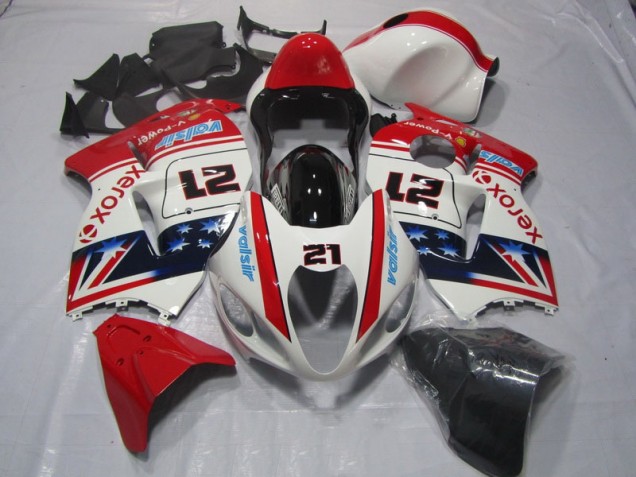 1996-2007 White Red Xerox 21 Suzuki GSXR1300 Hayabusa Motorcycle Fairings UK Factory 1996-2007 White Red Xerox 21 Suzuki GSXR1300 Hayabusa Motorcycle Fairings UK Factory