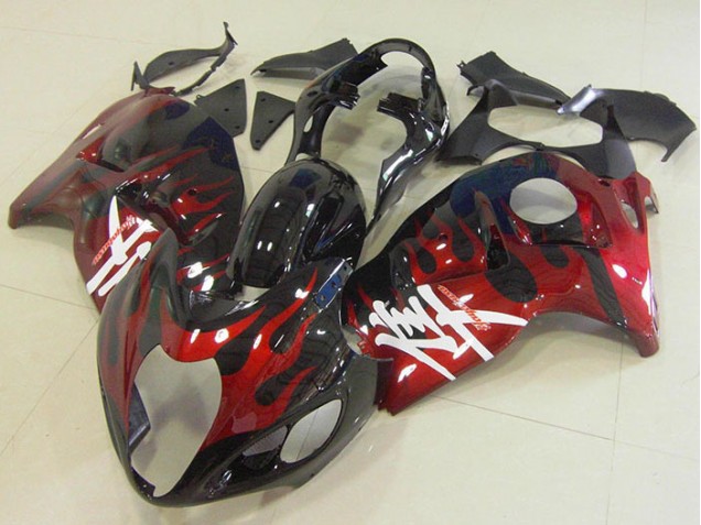 1996-2007 Black Red Flame Suzuki GSXR1300 Hayabusa Bike Fairings UK Factory 1996-2007 Black Red Flame Suzuki GSXR1300 Hayabusa Bike Fairings UK Factory