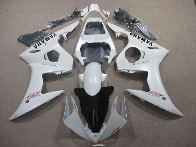 2003-2005 White with Black Decal Yamaha YZF R6 Bike Fairings UK Factory 2003-2005 White with Black Decal Yamaha YZF R6 Bike Fairings UK Factory