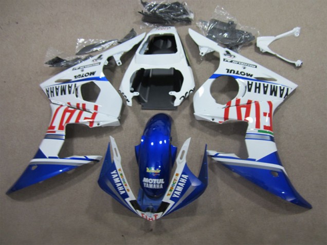 2003-2005 White Blue Motul Fiat Yamaha YZF R6 Motorcycle Fairings Kits UK Factory 2003-2005 White Blue Motul Fiat Yamaha YZF R6 Motorcycle Fairings Kits UK Factory