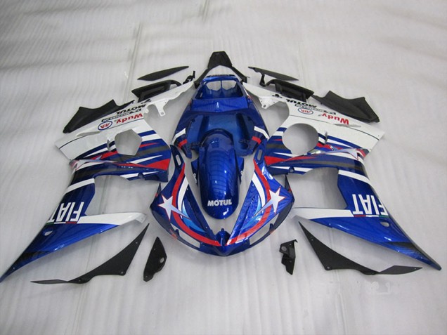 2003-2005 Blue White Motul Fiat Yamaha YZF R6 Motorcycle Fairing UK Factory 2003-2005 Blue White Motul Fiat Yamaha YZF R6 Motorcycle Fairing UK Factory