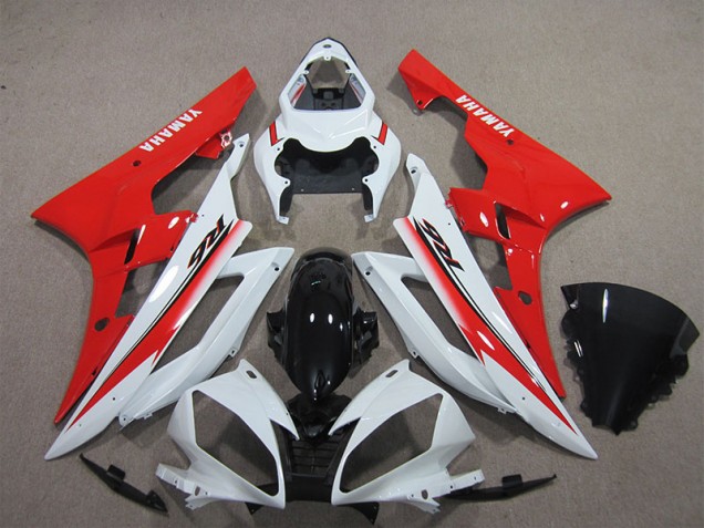 2006-2007 White Black Red Yamaha YZF R6 Replacement Motorcycle Fairings UK Factory 2006-2007 White Black Red Yamaha YZF R6 Replacement Motorcycle Fairings UK Factory
